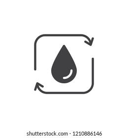 Water Recycle vector icon. filled flat sign for mobile concept and web design. Water drop recycling arrows simple solid icon. Symbol, logo illustration. Pixel perfect vector graphics