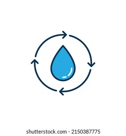 Water Recycling colored icon - Water Drop in Round Arrows vector concept modern sign