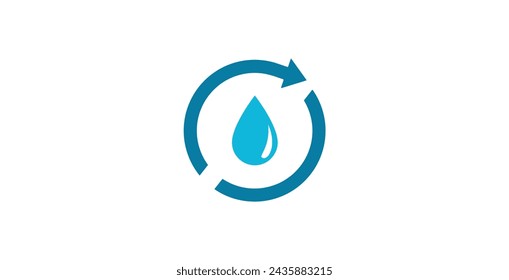 Ilustración vectorial de icono de reciclaje de agua. Recurso natural renovable, gota de agua con flechas redondas y diseño de iconos.