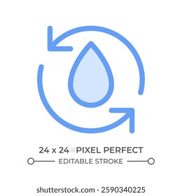 Water recycling duotone color ui icon. Drop within arrows circle. Wastewater treatment technology. Liquid reuse. Isolated vector illustration. Web design user interface element, pixel perfect