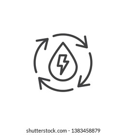 Water recycling energy line icon. linear style sign for mobile concept and web design. Ecology Recycle Water Drop outline vector icon. Symbol, logo illustration. Pixel perfect vector graphics