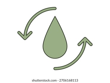 Icono del reciclaje del agua, Ilustración vectorial plana.