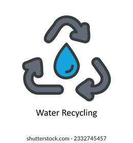 Water Recycling  Vector Fill outline Icon Design illustration. Nature and ecology Symbol on White background EPS 10 File