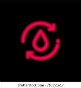 Water red glowing neon ui ux icon. Glowing sign logo vector