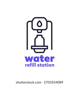 water refill station icon, line design