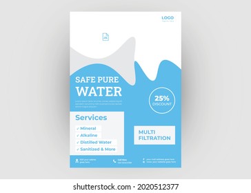 Water refilling service flyer design. Drink pure water poster template. Freshwater service flyer template