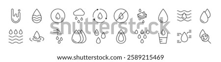 Water Related Icon Set. Editable Stroke. Suitable for Web Sites, Books, Cards, Apps 