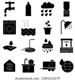Water related icon vector set. Water line illustration collection. Water  symbol or logo.