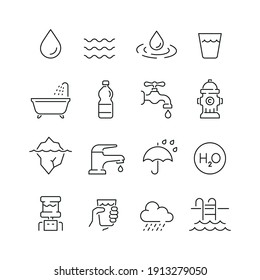 Water related icons. Editable stroke. Thin vector icon set