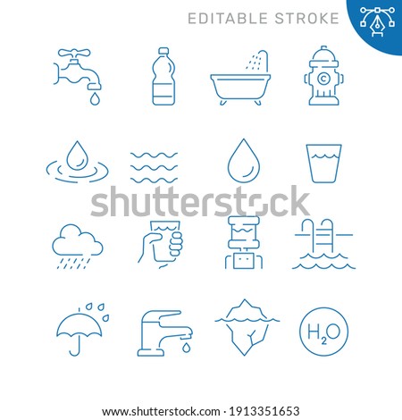 Water related icons. Editable stroke. Thin vector icon set