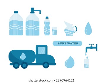 Water related icons set.Drinking water.Vector illustration