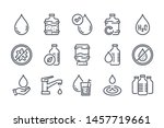 Water related line icon set. Pure and clear linear icons. Antibacterial eco water outline vector signs and symbols collection.