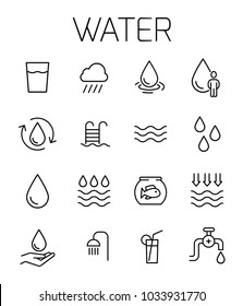 Water related vector icon set. Well-crafted sign in thin line style with editable stroke. Vector symbols isolated on a white background. Simple pictograms.