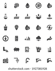 Water related vector icons set, modern solid symbol collection, filled style pictogram pack. Signs, logo illustration. Set includes icons as water drop, raindrop, clean droplet, evaporation, humidity 