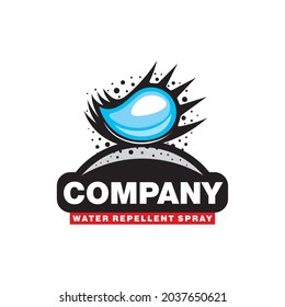 Water Repellent Spray Vector Art Logo With Repelling Water Drop Against A Curve Surface 