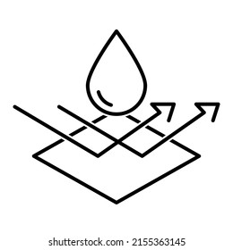 Icono de superficie repelente de agua en diseño de estilo de contorno moderno. Ilustración vectorial aislada en fondo blanco.