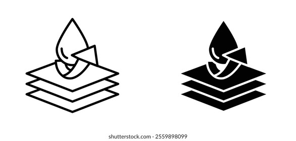 Water repellent surface Icon set in black color for ui designs