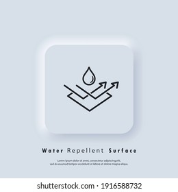 Water repellent surface icon. Waterproof icon, hydrophobic symbol. Vector EPS 10. UI icon. Neumorphic UI UX white user interface web button. Neumorphism