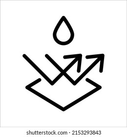 Icono de línea superficial repelente de agua. Símbolo impermeable aislado en fondo blanco. Ilustración del vector