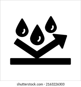 Icono de línea de superficie repelente de agua, concepto de símbolo impermeable aislado en fondo blanco, Ilustración vectorial.