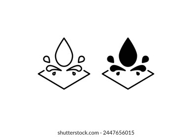 Icono de línea superficial repelente al agua. Concepto de símbolo impermeable. Ilustración vectorial sobre fondo blanco.