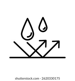 Ícone da linha de superfície do repelente de água. Conceito de símbolo impermeável isolado no fundo branco. Ilustração vetorial