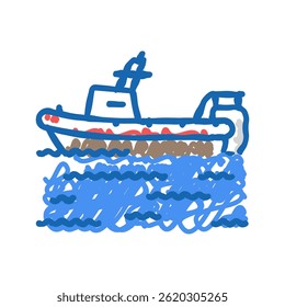 água resgate barco desastre ícone doodle esboço vetor. água resgate barco sinal de desastre. ilustração símbolo isolado