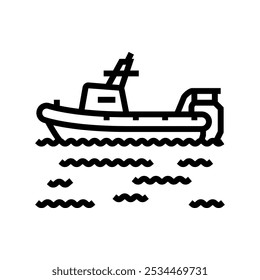 water rescue boat disaster line icon vector. water rescue boat disaster sign. isolated contour symbol black illustration