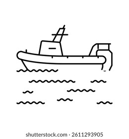 water rescue boat disaster line icon vector. water rescue boat disaster sign. isolated contour symbol black illustration