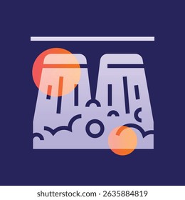 water reservoir glassmorphism illustration. Transparency blur elements. Ui layered design. Vector isolated element. 