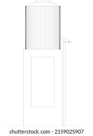 water reservoir sketch drawn in black and white