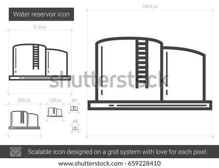 Water reservoir vector line icon isolated on white background. Water reservoir line icon for infographic, website or app. Scalable icon designed on a grid system.