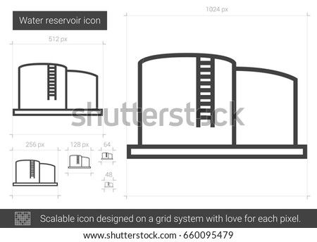 Water reservoir vector line icon isolated on white background. Water reservoir line icon for infographic, website or app. Scalable icon designed on a grid system.
