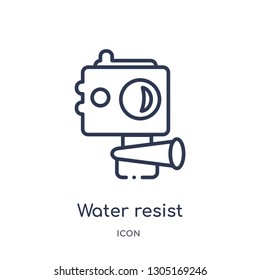 water resist camera icon from nautical outline collection. Thin line water resist camera icon isolated on white background.