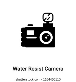 Water Resist Camera icon vector isolated on white background, logo concept of Water Resist Camera sign on transparent background, filled black symbol