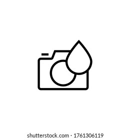 Water resist camera vector icon in black line style icon, style isolated on white background