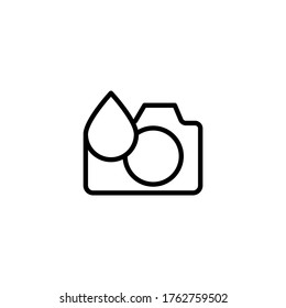 Water resist camera vector icon in black line style icon, style isolated on white background