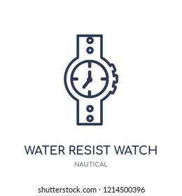 Water Resist Watch icon. Water Resist Watch linear symbol design from Nautical collection. Simple outline element vector illustration on white background.
