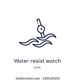 water resist watch icon from nautical outline collection. Thin line water resist watch icon isolated on white background.