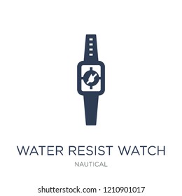 Water Resist Watch icon. Trendy flat vector Water Resist Watch icon on white background from Nautical collection, vector illustration can be use for web and mobile, eps10