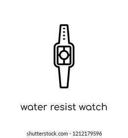 Water Resist Watch icon. Trendy modern flat linear vector Water Resist Watch icon on white background from thin line Nautical collection, editable outline stroke vector illustration