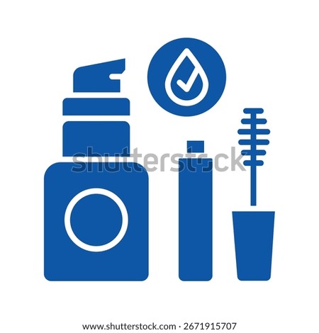 Water resistant cosmetics color flat icon for digital and print projects. PFAS product. Minimal clean icons for apps and websites. Modern simple icons for UI UX and branding