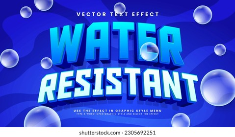 Water resistant editable text style effect. Vector text effect, with luxury concept.