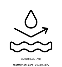 water resistant icon. Line Art Style Design Isolated On White Background