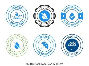 Water resistant icons set design, Waterproof sign, liquid proof protection