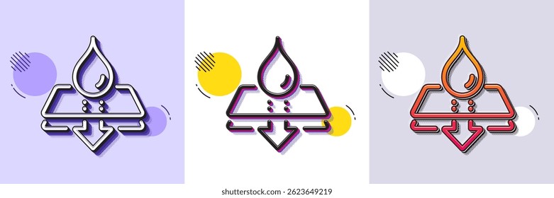 Water resistant line icon. Halftone dotted pattern. Gradient icon with grain shadow. Waterproof sign. Drop protection symbol. Line water resistant icon. Various designs. Vector