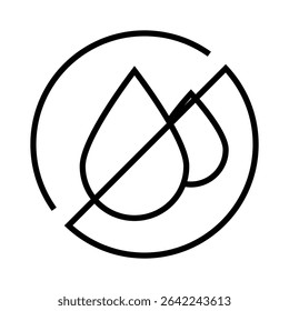 Water Resistant Line Icon – Waterproof or No Water Symbol