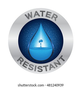 Water resistant logo , icon and vector