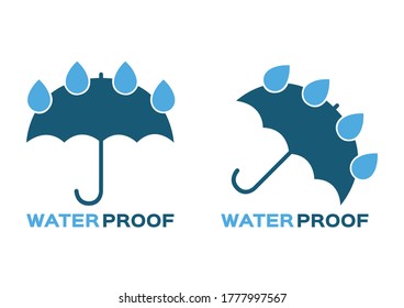 Water resistant and water proof logo  icon