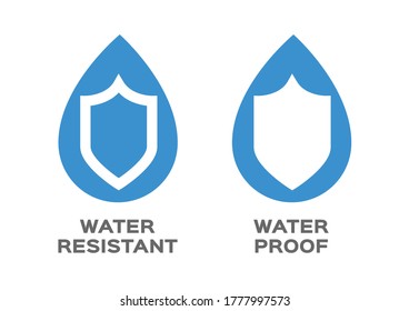 Water resistant and water proof logo  icon
